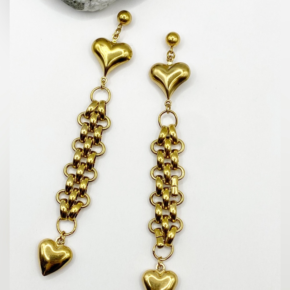 NEW Hearts And Chains Dangle Earrings